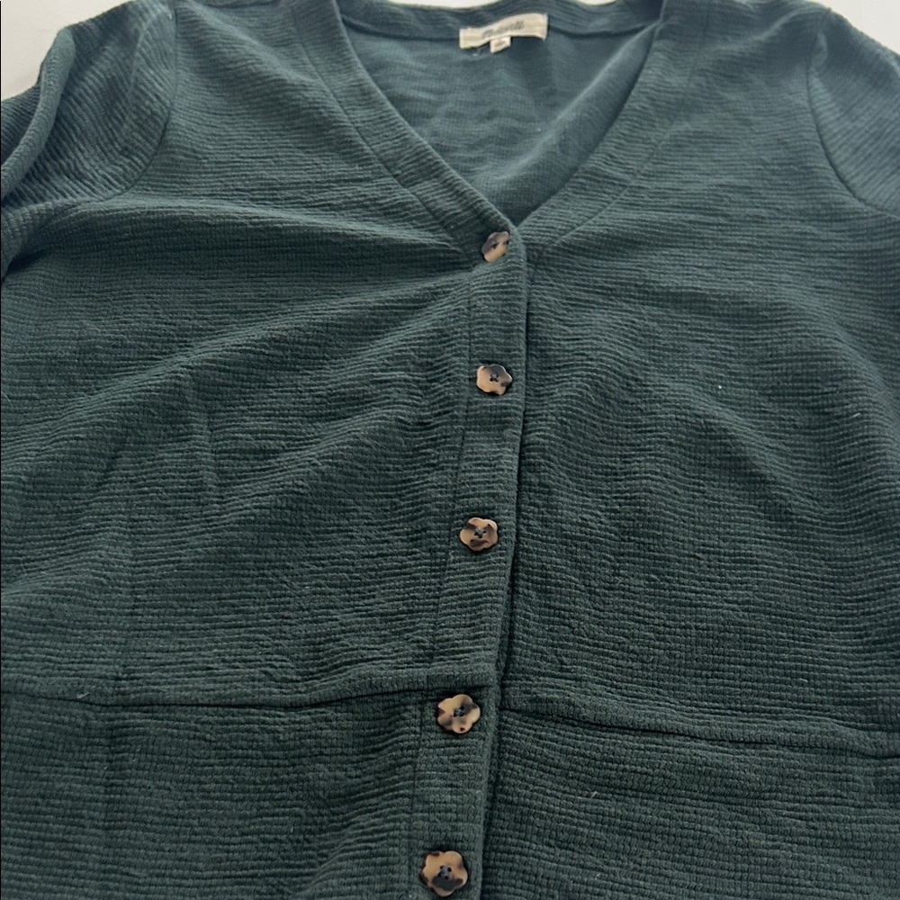 Madewell Dark Green Button-Front Cardigan - Picture 3 of 4